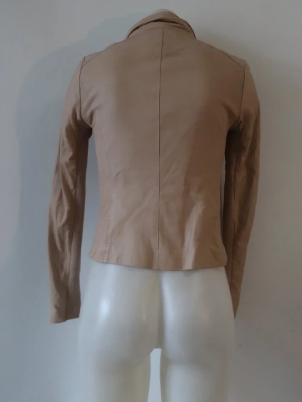 Womens Vince Beige (Item- 304) Mixed Media Ribbed Zip Leather Scuba Jacket XS